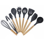 Set utensili da cucina 9 pezzi silicone e legno