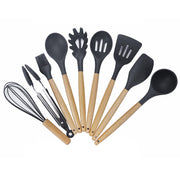 kn020 Set di utensili da cucina con spatola antiaderente in silicone con manico in legno versione B 9 in 1, B Version