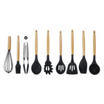Set utensili da cucina 9 pezzi silicone e legno