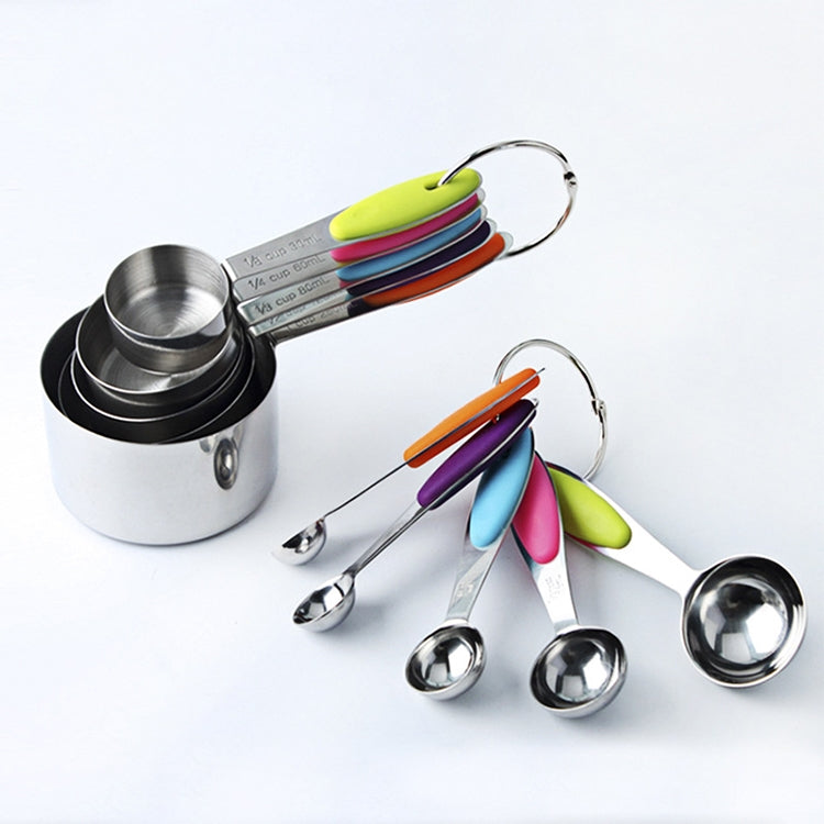 Set 10 cucchiai dosatori in acciaio inox colorati 10 in 1