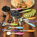 Set 10 cucchiai dosatori in acciaio inox colorati 10 in 1