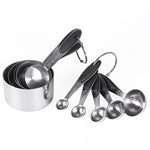 kn650 Set di strumenti per la cottura di stampi per dolci con cucchiaio dosatore in acciaio inossidabile nero 10 in 1, 10 in 1 Measuring Spoon(Black)