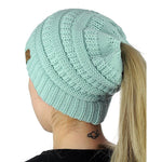 Cappello da lavoro a maglia con cappuccio a coda di cavallo con lettera CC per donna, Black, Grey, Magenta, Black+Grey, Red, Baby Blue, White, Wine Red, Brown