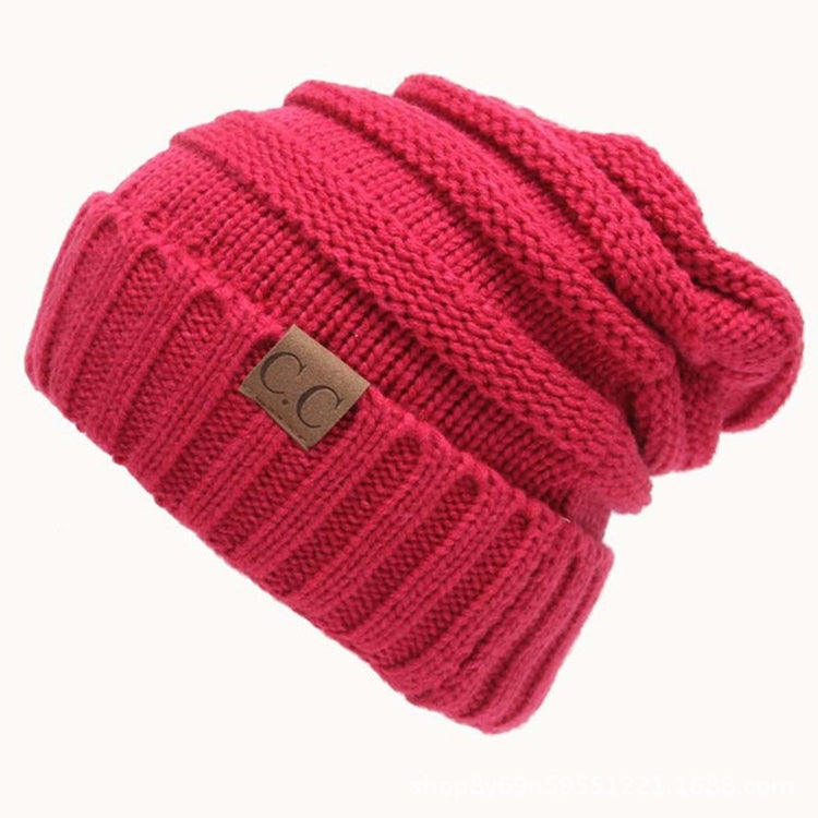 Cappelli di lana tinta unita lettera CC Cappello lavorato a maglia conciso, Red, Black, Baby Blue, Coffee, White, Pink, Beown, Green, Grey, Dark Beige, Khaki, Magenta, Beige, Navy Blue