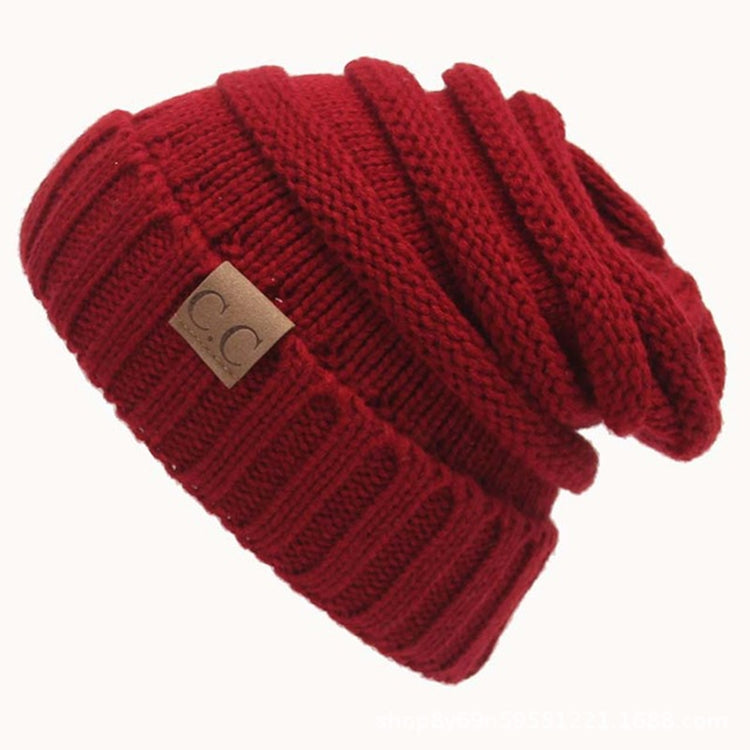 Cappelli di lana tinta unita lettera CC Cappello lavorato a maglia conciso, Black, Coffee, Pink, Green, Grey, Dark Beige, Khaki, Magenta, Beige, Navy Blue, Red, Baby Blue, White, Beown