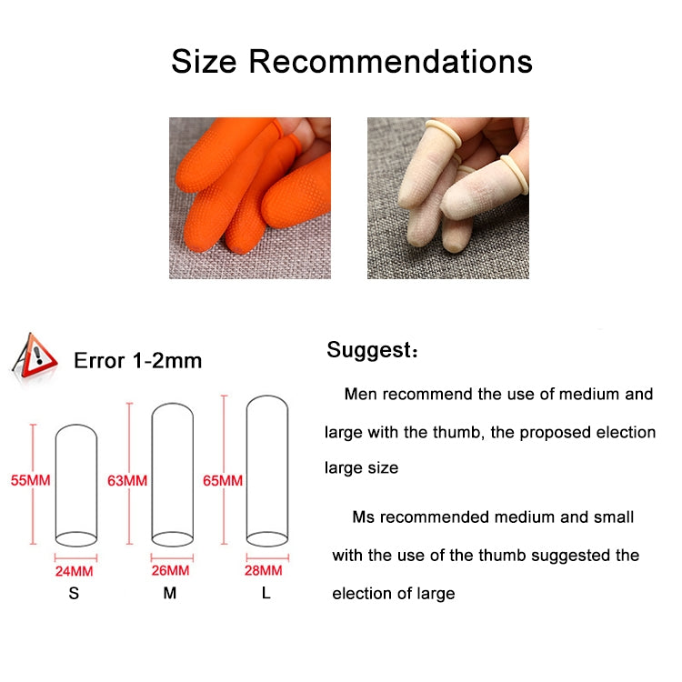 100pcs Anti-Static & Anti-Slip Fingertip Durable Latex Protective Gloves Size: L, 2.8*6.5cm