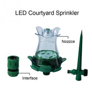 Ugello per irrigazione all'aperto da giardino con irrigatore automatico per irrigatore per prato luminoso a LED per cortile, LED Lawn Sprinkler