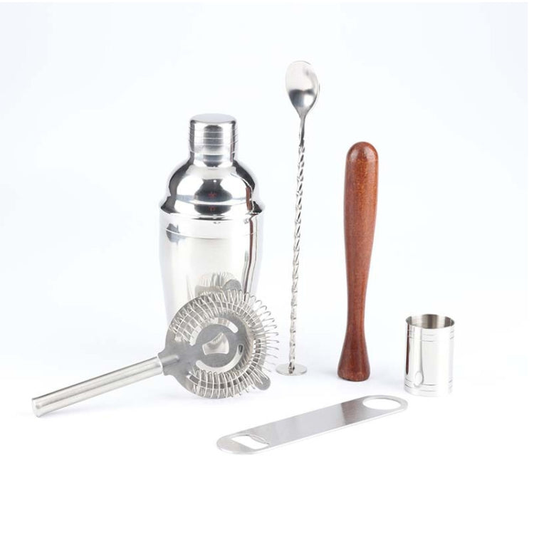 Set di strumenti per shaker per cocktail per vino 7 in 1 in acciaio inossidabile con borsa in tessuto, capacità: 350 ml, 350ml