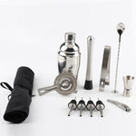 Set di strumenti per shaker per cocktail per vino in acciaio inossidabile 12 in 1 con borsa in tessuto, capacità: 550 ml, 550ml