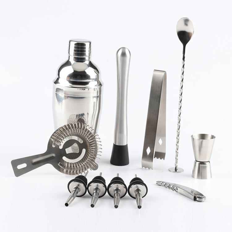 Set di strumenti per shaker per cocktail per vino in acciaio inossidabile 12 in 1 con borsa in tessuto, capacità: 550 ml, 550ml