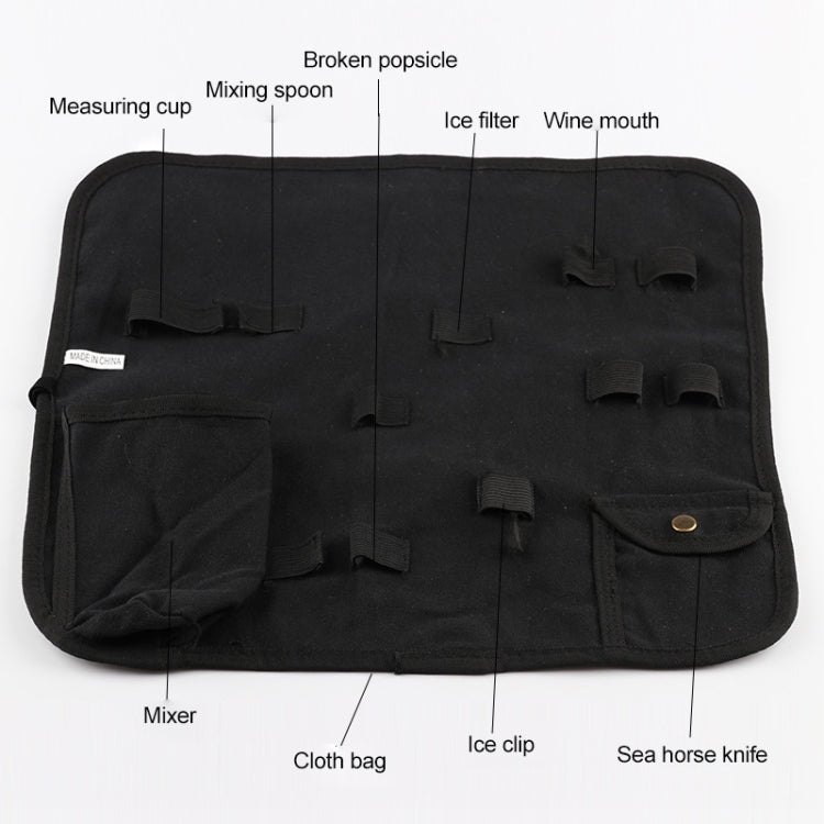 Set di strumenti per shaker per cocktail per vino in acciaio inossidabile 12 in 1 con borsa in tessuto, capacità: 550 ml, 550ml