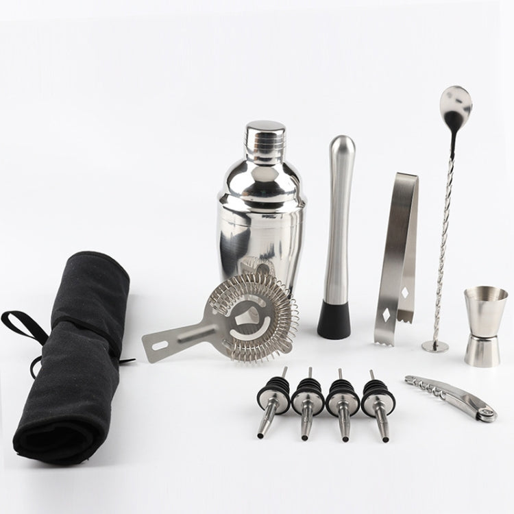 Set di strumenti per shaker per cocktail per vino 12 in 1 in acciaio inossidabile con borsa in tessuto, capacità: 750 ml, 750ml