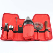 Set di strumenti per shaker per cocktail per vino 8 in 1 in acciaio inossidabile con borsa in tessuto, capacità: 350 ml, 350ml