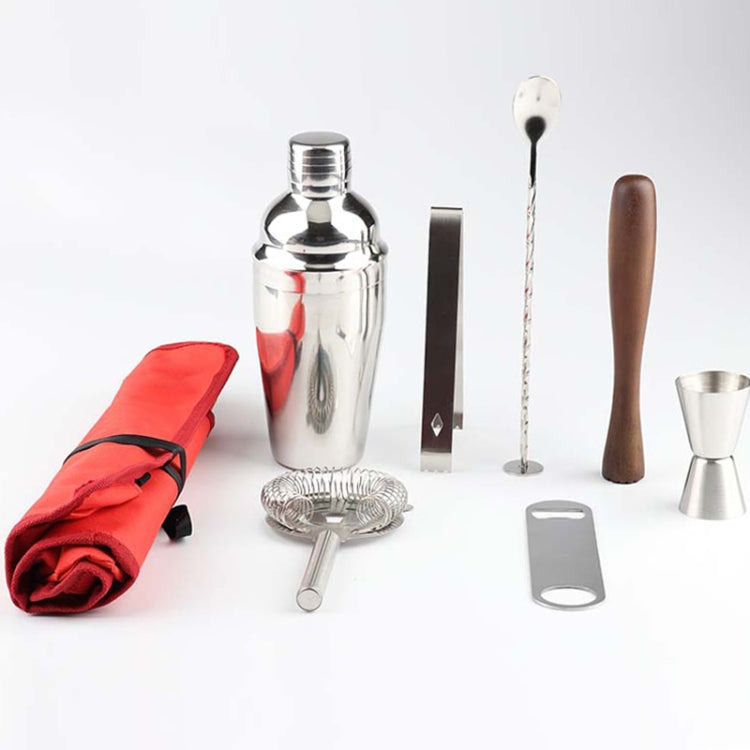 Set di strumenti per shaker per cocktail per vino 8 in 1 in acciaio inossidabile con borsa in tessuto, capacità: 800/600 ml, 800/600ml