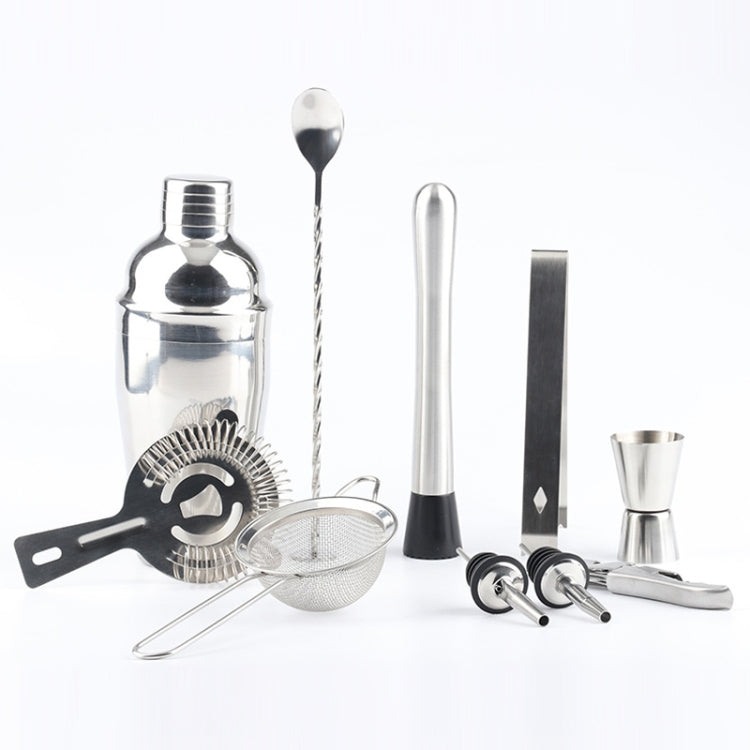 Set di strumenti per shaker per cocktail 11 in 1 in acciaio inossidabile con supporto in legno, capacità: 750 ml, 750ml