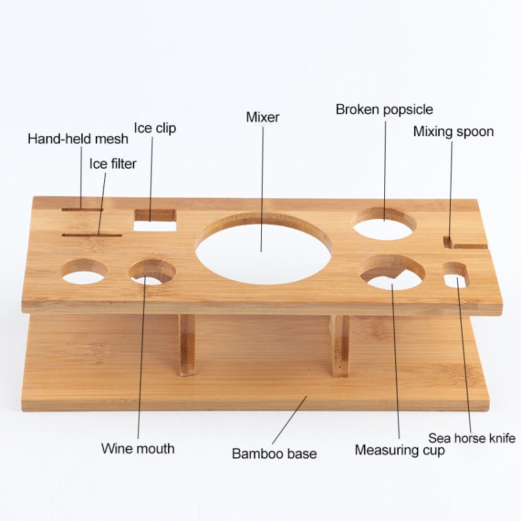 Set di strumenti per shaker per cocktail 11 in 1 in acciaio inossidabile con supporto in legno, capacità: 750 ml, 750ml