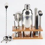 Set strumenti shaker cocktail 14 in 1 acciaio bambù 750 ml