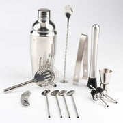 Set di strumenti per shaker per cocktail 14 in 1 in acciaio inossidabile con supporto in bambù, capacità: 750 ml, 750ml, Bamboo