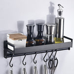 Portaoggetti da parete multifunzione da cucina, 40 cm, con 6 ganci, per riporre i condimenti, 40cm 6 Hooks(Black)