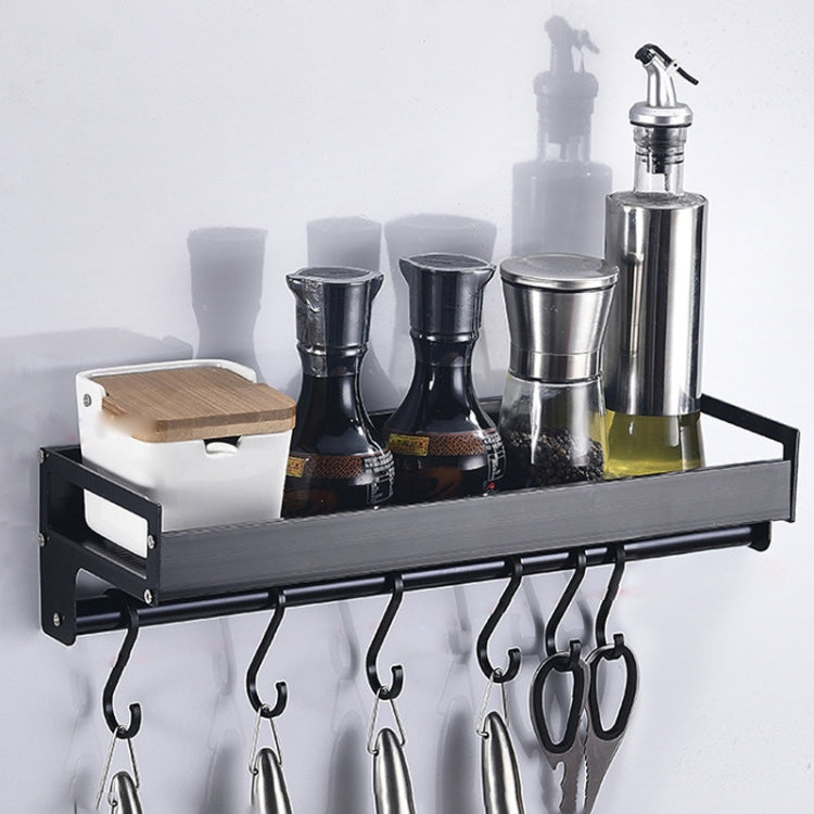 Portaoggetti da parete multifunzione da cucina, 40 cm, con 6 ganci, per riporre i condimenti, 40cm 6 Hooks(Black)