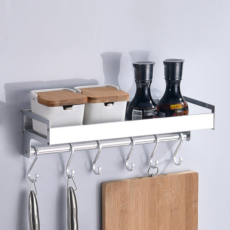 Portaoggetti da parete multifunzione da cucina, 40 cm, con 6 ganci, per riporre i condimenti, 40cm 6 Hooks(Silver)