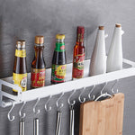 Portaoggetti da parete multifunzione da cucina, 60 cm, con 10 ganci, per riporre i condimenti, 60cm 10 Hooks(Silver)