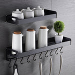 Portaoggetti da parete multifunzione da cucina, 60 cm, con 10 ganci, per riporre i condimenti, 60cm 10 Hooks(Silver)