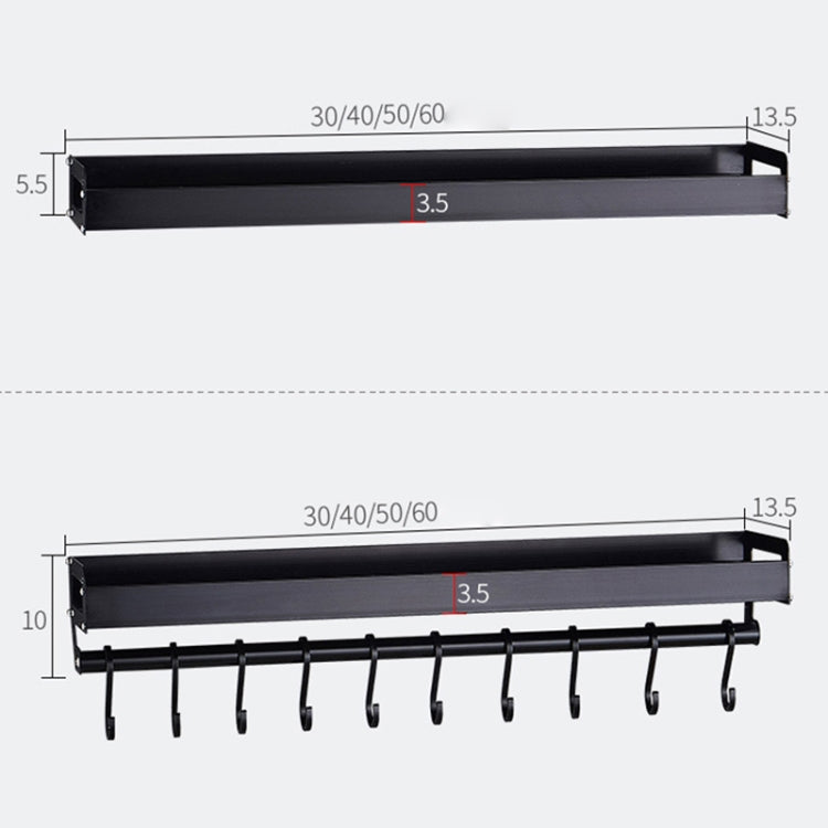 Portaoggetti per condimenti da parete multifunzione da cucina da 70 cm, 70cm(Black)