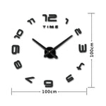 Decorazione della camera da letto Home Office Moderno senza cornice Grande numero Adesivo da parete a specchio 3D fai da te Orologio silenzioso, Dimensioni: 100 * 100 cm, 3M007 (Black), 3M007 (Silver)