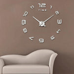 Decorazione della camera da letto Home Office Moderno senza cornice Grande numero Adesivo da parete a specchio 3D fai da te Orologio silenzioso, Dimensioni: 100 * 100 cm, 3M007 (Black), 3M007 (Silver)