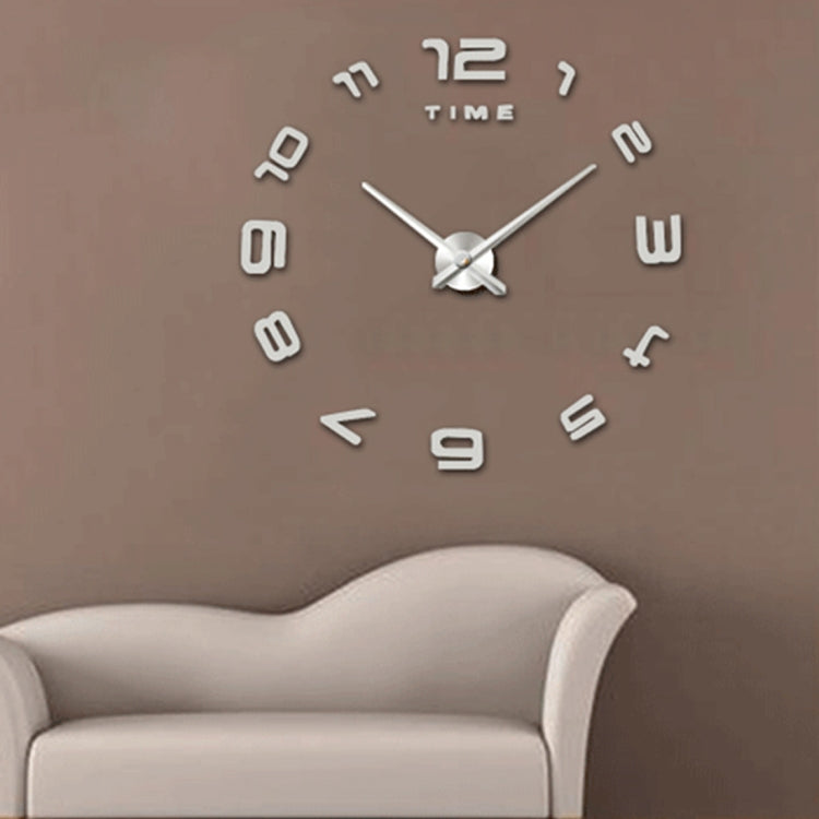 Decorazione della camera da letto Home Office Moderno senza cornice Grande numero Adesivo da parete a specchio 3D fai da te Orologio silenzioso, Dimensioni: 100 * 100 cm, 3M007 (Black), 3M007 (Silver)