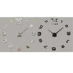 Decorazione della camera da letto Home Office Moderno senza cornice Grande numero Adesivo da parete a specchio 3D fai da te Orologio silenzioso, Dimensioni: 100 * 100 cm, 3M007 (Black), 3M007 (Silver)