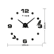Decorazione della camera da letto Home Office Decorazione senza cornice di grandi dimensioni Adesivi murali con superficie a specchio 3D fai da te Orologio silenzioso, dimensioni: 100 * 100 cm, 3M006 (Black), 3M006 (Silver)