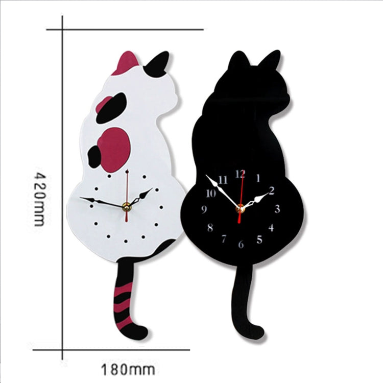 Orologio da parete a forma di gatto a batteria, decorazione per camera da letto, ufficio, 42x18 cm, con code oscillanti