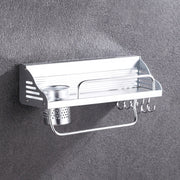 Rack di stoccaggio porta condimenti con bordo in plastica a parete senza punzonatura da cucina multifunzione da 40 cm 1 tazza 6 ganci, 40cm Punching-free Plastic Edge