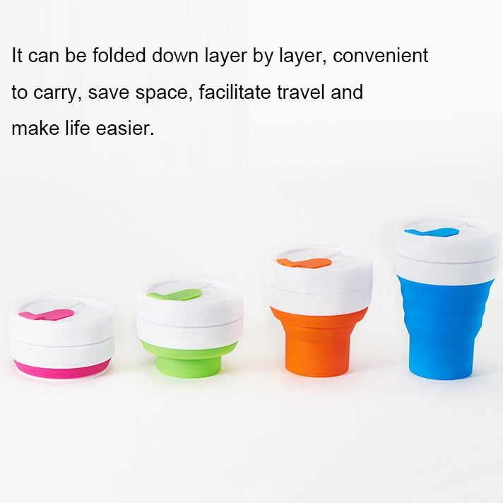 Tazza da viaggio pieghevole da tè pieghevole da caffè tascabile da 350 ml Tazza in silicone con coperchio