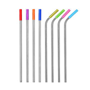 Cannucce in acciaio inossidabile riutilizzabili da 8 pezzi con punte in silicone + kit di spazzole per pulizia da 2 pezzi con borsa in cashmere, 215 * 6 mm, 215*6mm