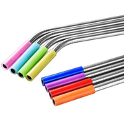 Cannucce in acciaio inossidabile riutilizzabili da 8 pezzi con punte in silicone + kit di spazzole per pulizia da 2 pezzi con borsa in cashmere, 215 * 6 mm, 215*6mm