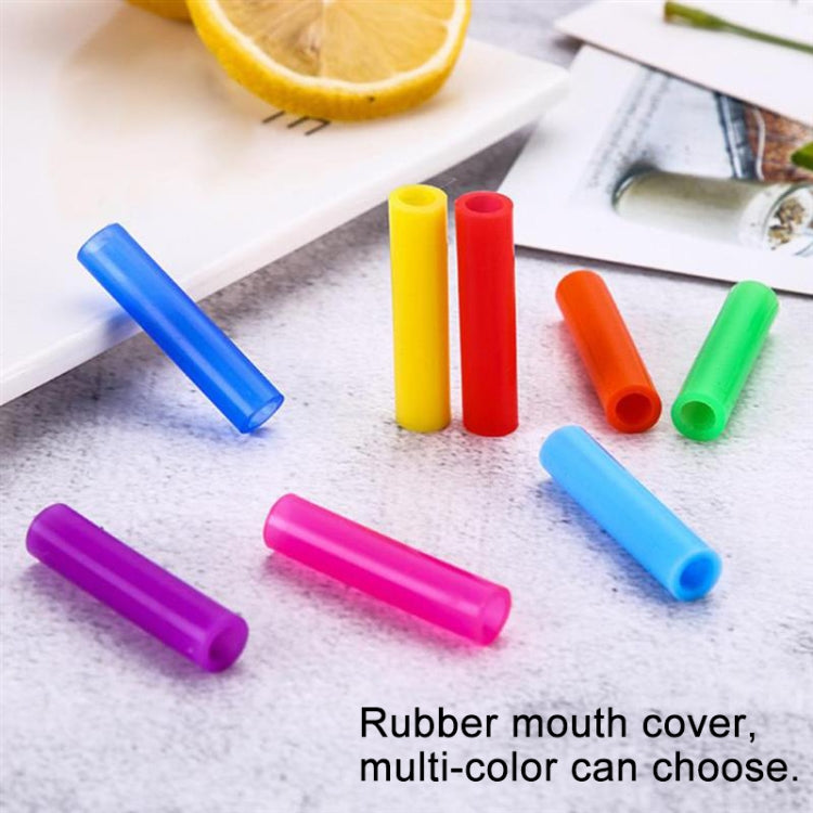 8 pezzi di cannucce in silicone riutilizzabili in acciaio inossidabile + 2 pezzi di kit di spazzole per la pulizia con borsa in cashmere, 266 * 6 mm, 266*6mm