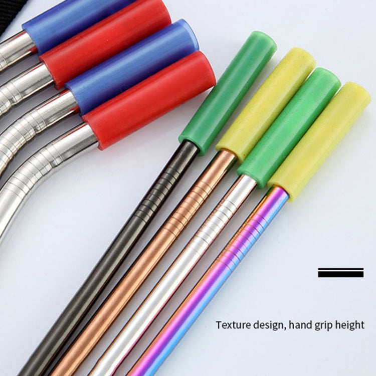 8 pezzi di cannucce in silicone riutilizzabili in acciaio inossidabile + 2 pezzi di kit di spazzole per la pulizia con borsa in cashmere, 266 * 6 mm, 266*6mm