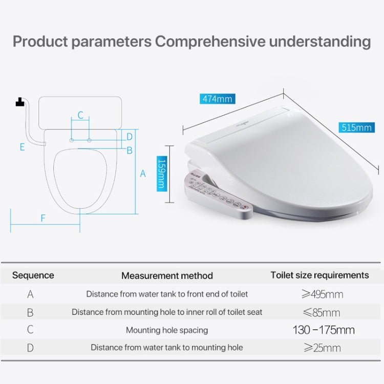 Bagno multifunzione a forma di U, pulizia automatica, riscaldamento, copertura per WC con sciacquone intelligente