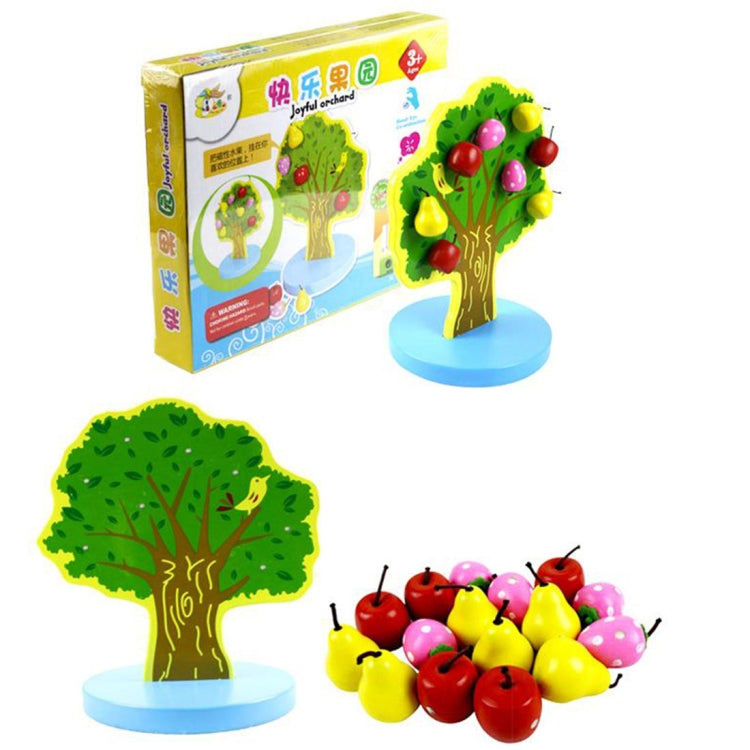 Adesivi magnetici in legno per bambini, raccolta di mele, frutta, giocattoli educativi da giardino, dimensioni: 23,5 * 20 cm