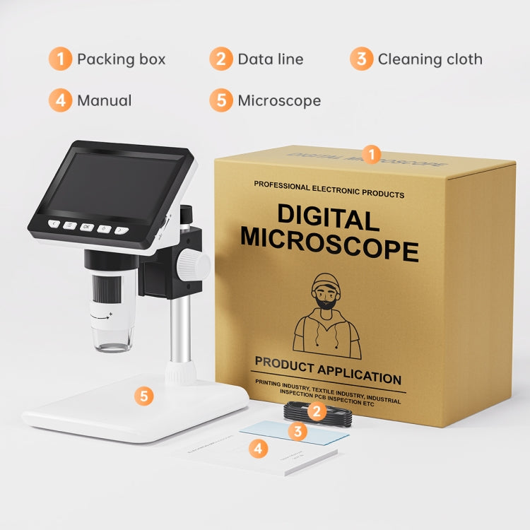 50X-1000X 1080P Portable Electronic Digital Desktop Microscope with LED Light, Support Micro SD Card (Maximum 32GB), HC5230