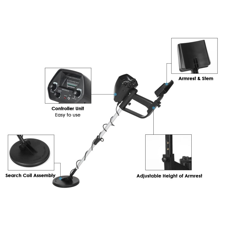 MD4030 Metal Detector sotterraneo, campo di misura: 1-30 cm, MD4030 Black