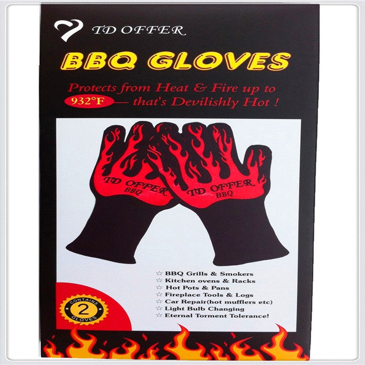 Guanti da barbecue per cottura al forno, resistenti alle alte temperature, in silicone portatile, a 2 strati, resistenti al fuoco, Size: 28-33 cm