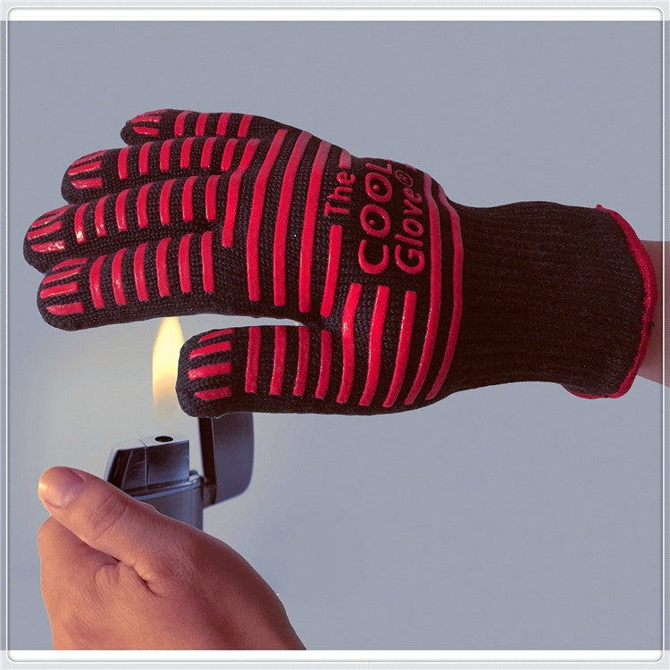 Guanti da barbecue per cottura al forno, resistenti alle alte temperature, in silicone portatile, a 2 strati, resistenti al fuoco, Size: 28-33 cm