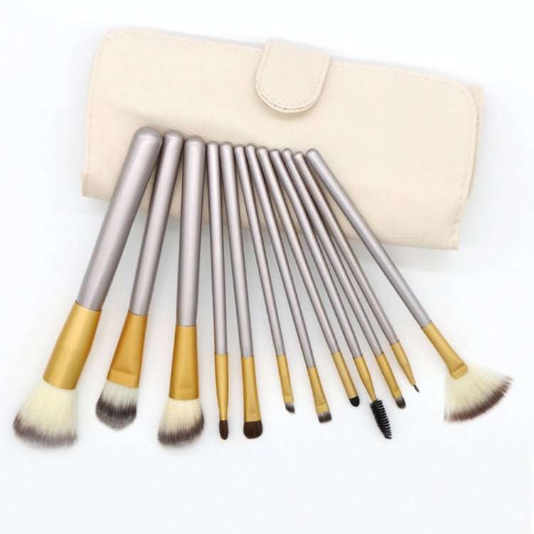 Kit di strumenti per pennelli per trucco di bellezza beige 12 in 1 di alta qualità, dimensioni: 22 * 29 cm