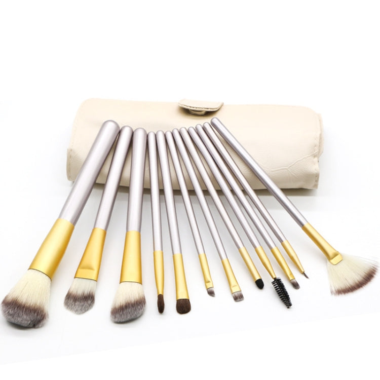 Kit di strumenti per pennelli per trucco di bellezza beige 12 in 1 di alta qualità, dimensioni: 22 * 29 cm