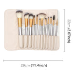 Kit di strumenti per pennelli per trucco di bellezza beige 12 in 1 di alta qualità, dimensioni: 22 * 29 cm