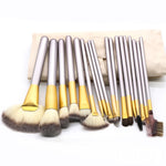 Kit pennelli trucco 18 pezzi beige 25x12x4 cm